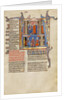 Initial A: Two Men before a King and A Man Speaking to a Family by Anonymous