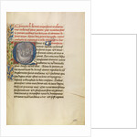 Initial Q: Saint Anthony Reassuring Bishop Theophilus and His Companions During a Great Storm by Master of the Brussels Romuléon