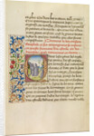 Initial Q: Bishop Theophilus Beholding the Stars which Will Lead Him to the Tomb of Saint Anthony by Master of the Brussels Romuléon