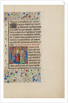 Initial O: Saint Barbara before a Tower by Master of the Llangattock Hours