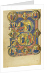 Initial B: David Playing the Harp and David and Goliath by Anonymous