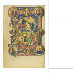 Initial B: David Playing the Harp and David and Goliath by Anonymous