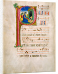 Initial P: The Adoration of the Christ Child and The Annunciation to the Shepherds by Anonymous