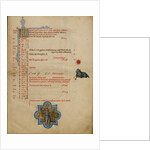 A Man Blowing Two Horns, Zodiacal Sign of Aries by Master of the Brussels Initials