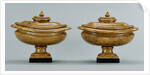 Pair of lidded alabaster vases by Anonymous