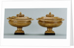 Pair of lidded alabaster vases by Anonymous
