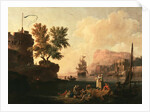 Mediterranean Harbor Scene by Pierre-Jacques Volaire