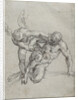 Cupid Overpowering Pan (recto), Head of a Monk, Caricature of a Man in Profile (verso) by Agostino Carracci