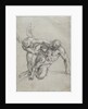 Cupid Overpowering Pan (recto), Head of a Monk, Caricature of a Man in Profile (verso) by Agostino Carracci