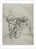 Cupid Overpowering Pan (recto), Head of a Monk, Caricature of a Man in Profile (verso) by Agostino Carracci
