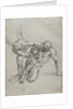 Cupid Overpowering Pan (recto), Head of a Monk, Caricature of a Man in Profile (verso) by Agostino Carracci