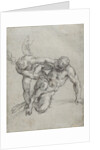 Cupid Overpowering Pan (recto), Head of a Monk, Caricature of a Man in Profile (verso) by Agostino Carracci