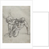 Cupid Overpowering Pan (recto), Head of a Monk, Caricature of a Man in Profile (verso) by Agostino Carracci