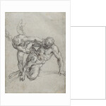 Cupid Overpowering Pan (recto), Head of a Monk, Caricature of a Man in Profile (verso) by Agostino Carracci
