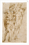 Two Standing Male Figures (recto), A Man Reclining and Other Studies (verso) by Andrea Mantegna
