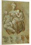 Charity and Studies of Entablatures (recto), Frieze of Putti (verso) by Paolo Farinati