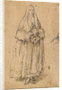 Standing Woman Holding a Muff, Turned Slightly to the Right (recto), Studies of Heads (verso) by Pietro Longhi