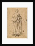 Standing Woman Holding a Muff, Turned Slightly to the Right (recto), Studies of Heads (verso) by Pietro Longhi