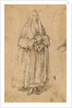 Standing Woman Holding a Muff, Turned Slightly to the Right (recto), Studies of Heads (verso) by Pietro Longhi