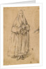 Standing Woman Holding a Muff, Turned Slightly to the Right (recto), Studies of Heads (verso) by Pietro Longhi