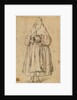 Standing Woman Holding a Muff, Turned Slightly to the Left (recto), Studies of Heads (verso) by Pietro Longhi