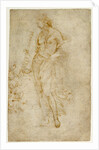 Female Figure with a Tibia, and Ornamental Studies (recto), Ornamental Studies (verso) by Raphael