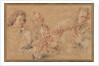 Two Studies of a Flutist and a Study of the Head of a Boy by Jean-Antoine Watteau