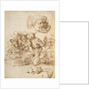 A Group of Shepherds, and Other Studies by Agostino Carracci
