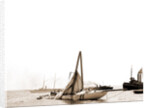 Columbia, steel mast carried away, Columbia (Sloop), 1899 by Anonymous
