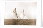 Shamrock and Columbia maneuvering for the start, Columbia (Sloop), Shamrock I (Yacht) by Anonymous