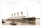 White Star S.S. Olympic guided in by tugboats Geo. K. Kirkham and Dowmer, Olympic (Steamship) by Anonymous