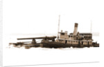 Tugboat with barge carrying cannon, Tugboats by Anonymous