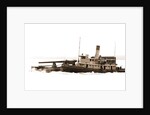 Tugboat with barge carrying cannon, Tugboats by Anonymous