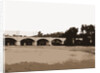 Railroad bridge and arched bridge over river, Bridges by Anonymous