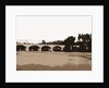 Railroad bridge and arched bridge over river, Bridges by Anonymous
