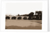 Railroad bridge and arched bridge over river, Bridges by Anonymous