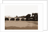 Railroad bridge and arched bridge over river, Bridges by Anonymous