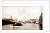 Chicago River scene with steamboat and industrial waterfront by Anonymous