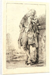 Standing Man, Leaning on His Elbow (L'Homme Debout), ca. 1710 by Jean-Antoine Watteau
