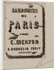 Title Page, Eaux-Fortes sur Paris, 1881 by Edmond Gosselin