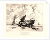 Une Barque à Marée Basse (Boulogne-sur-Mer), 19th century by Louis Adolphe Hervier