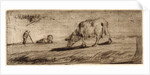 Sheep Grazing (Moutons Paissant), ca. 1849-1850 by Jean-François Millet