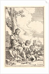 L'Hommage du Petit St. Jean (The Holy Family), 17th century. by Giulio Carpioni