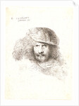 Head of a Man Wearing a Bonnet with a Large Plume (with Flat Cap and Feather), ca. 1648-1650 by Giovanni Benedetto Castiglione