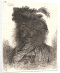Head of Man Wearing a Fur Cap with a Plume, ca. 1648-1650 by Giovanni Benedetto Castiglione