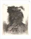 Head of Man Wearing a Fur Cap with a Plume, ca. 1648-1650 by Giovanni Benedetto Castiglione