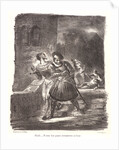 Mephistopheles and Faust Fleeing after the Duel with the address of Varyon (Méphistophélès et Faust fuyant après le duel avec l’adresse de Varyon), 1828 by Eugène Delacroix