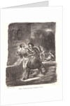 Mephistopheles and Faust Fleeing after the Duel with the address of Varyon (Méphistophélès et Faust fuyant après le duel avec l’adresse de Varyon), 1828 by Eugène Delacroix