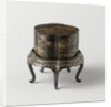 Box, lobed, loose foot, gilded landscapes on black ground by Anonymous