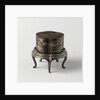 Box, lobed, loose foot, gilded landscapes on black ground by Anonymous